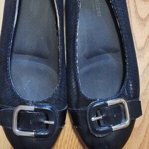 Black Snakeskin Flats